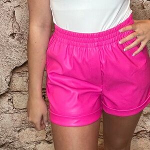 Barbie Pink leather (fake) shorts